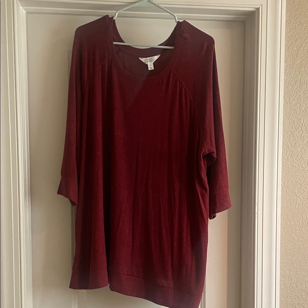 Market & Spruce Deep Red Long Sleeve Top